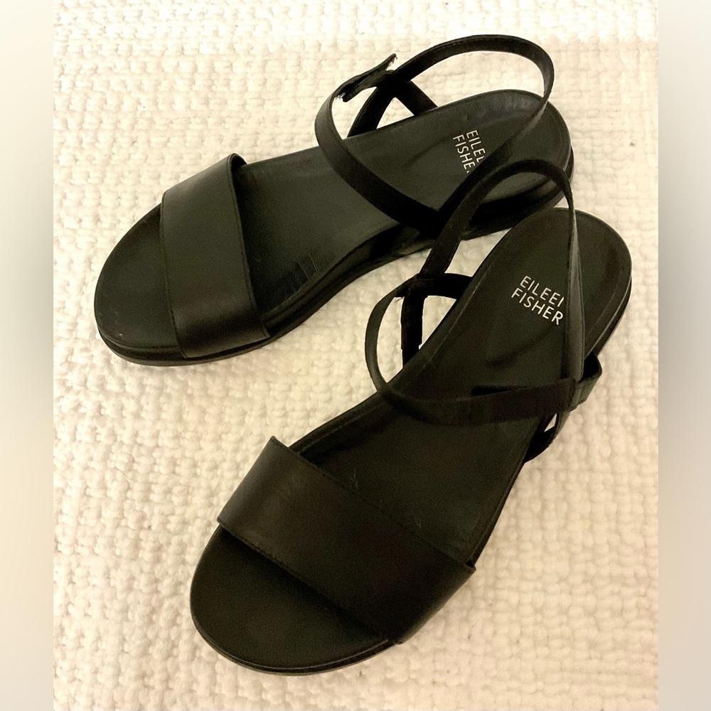 Eileen Fisher Black Flat Sandals